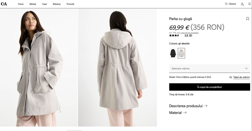 haină tranziție primăvară/vară C&A XL/XXL