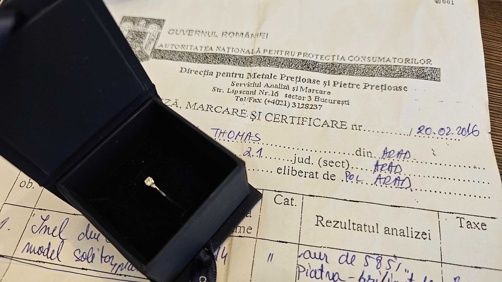 Inel aur alb cu diamant 8k - marime 12