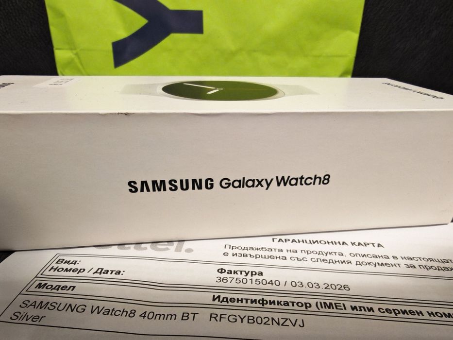 ЗАПЕЧАТАН 40mm Samsung watch 8  BT Yettel Гаранция 2028 Silver