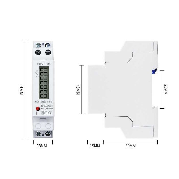 Контролен електромер за DIN шина 18мм | 40A Монофазен