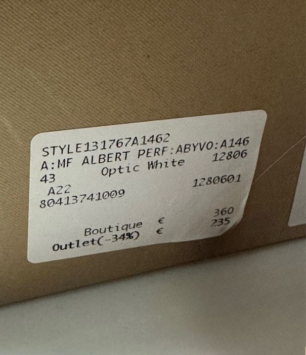 Adidasi Burberry Albert White Perforated Leather 43