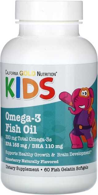 Омега-3 для детей, Omega-3 Fish Oil, California Gold клубника, 60 шт