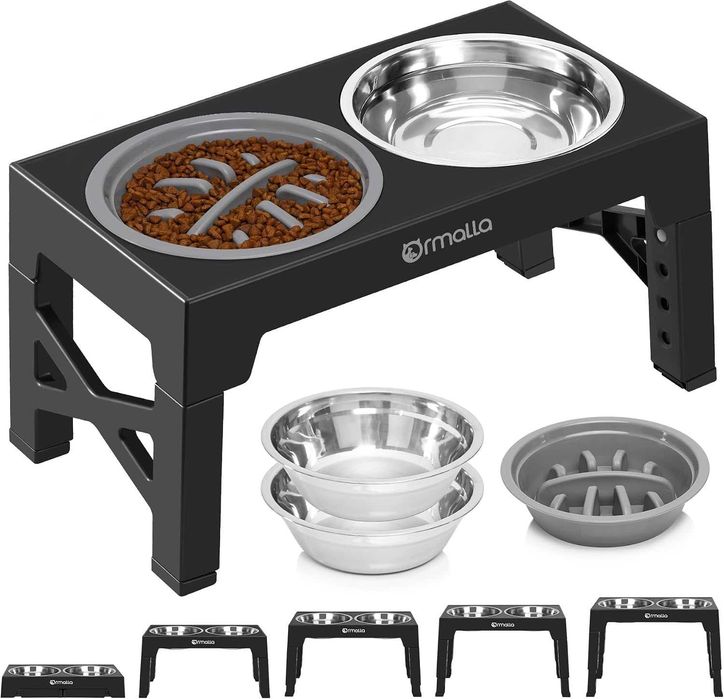 Регулируема стойка с купи за кучета/домашни любимци Ormalla Elevated Pet Feeder