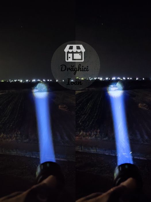 Lanterna LASER PM10 frontala de purtat cap metalica cu lupa și zoom