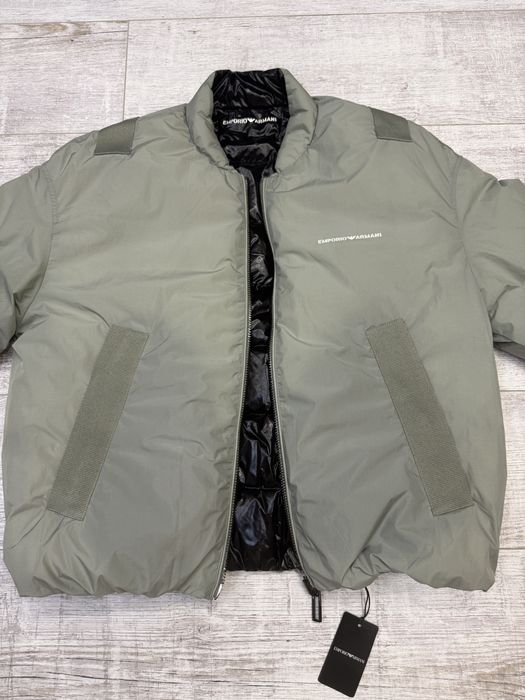 Emporio Armani Двулицево яке с Х-ленти (Black/Sage Puffer)