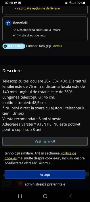 Telescop cu trepied