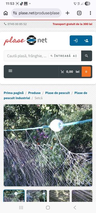 Setcă pescuit din poliamidă(PA) 38 m.