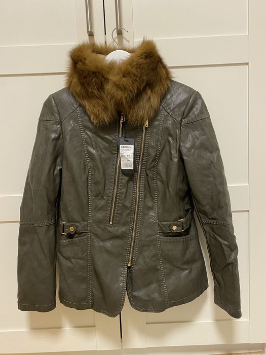 Яке KENSOL, размер 46,  еко кожа с яка от лисица