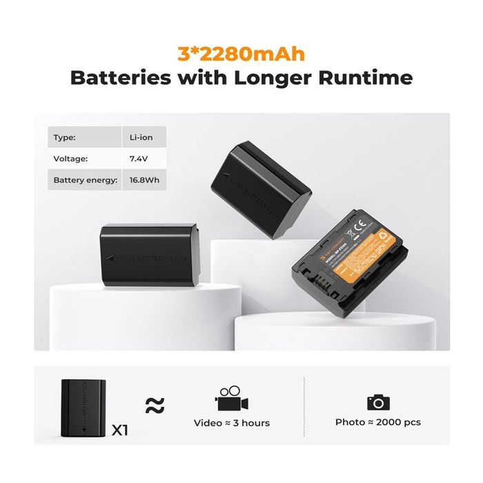 Комплект от три батерии K&F Concept NP-FZ100 със зарядно