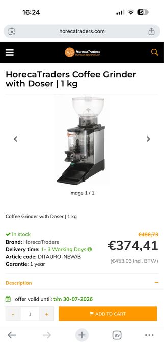 Rasnita cafea profesionala Diamond Tauro