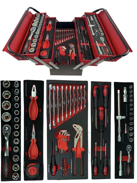 Червен Куфар с инструменти KraftWelle 85 части