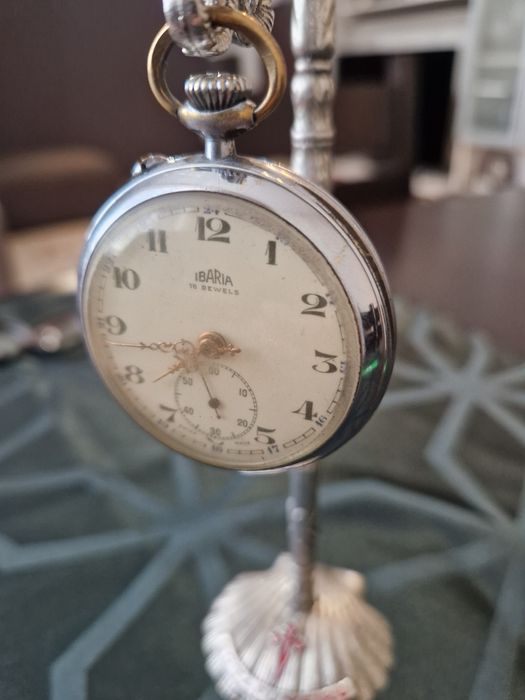 Рядък антикварен колекционерски швейцарски джобен часовник Ibaria