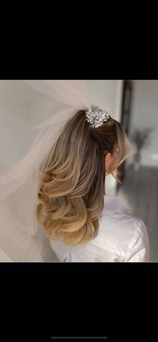 Diademă mireasă cu pietre și perlute