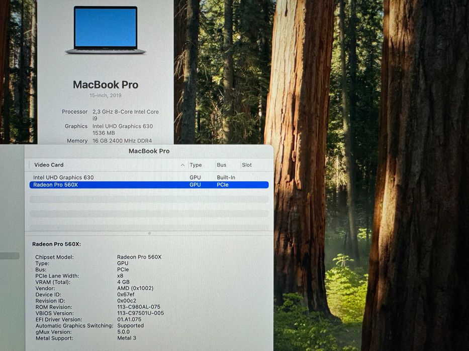 15' Core i9 Apple MacBook Pro 2019 16GB RAM/512GB SSD/Radeon Pro 4GB