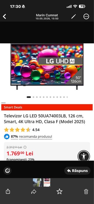 Vand tv lg led smart 4k 126 cm