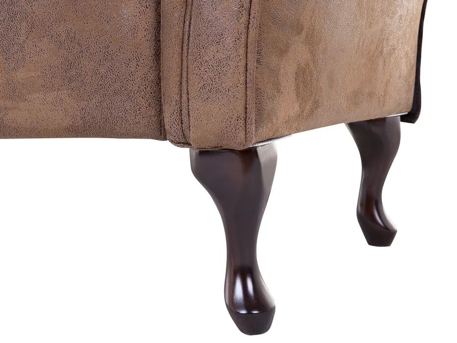 Canapea în stil clasic din piele ecologică, Maro Închis, Beliani