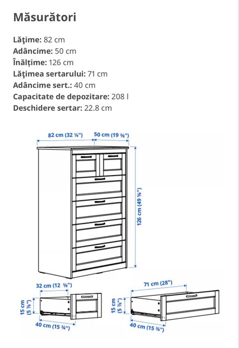 Comodă albă cu 6 sertare – stare excelentă, ca nouă