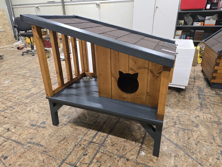 Casuta / cusca pisici cu terasa suspendata