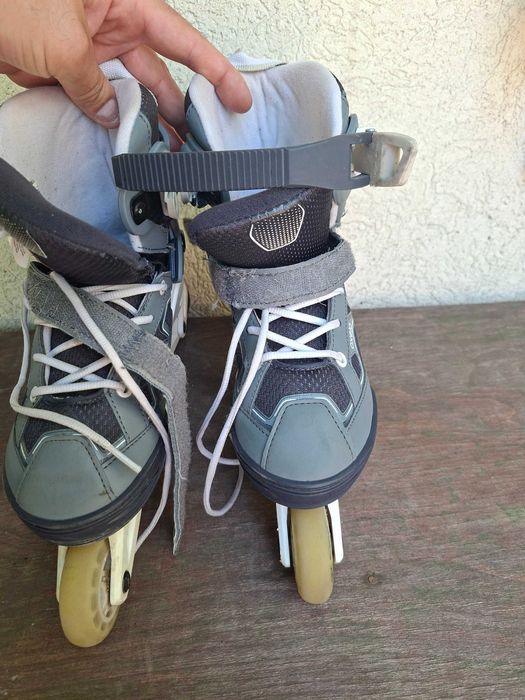 Role Oxelo FIT3 Alb - Gri pentru copii, reglabile 35 - 38