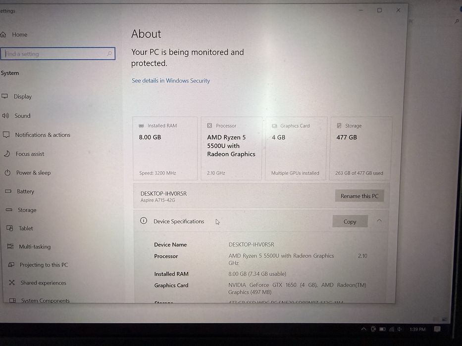 Laptop Acer Aspire