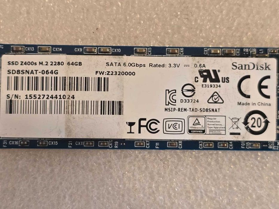 Solid-State Drive SSD SanDisk 64GB M.2 2280 SATA Z400s SD8SNAT-064G