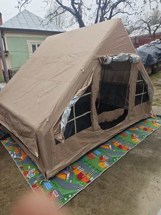 Cort gonflabil + saltea gonflabila+pompa electrica