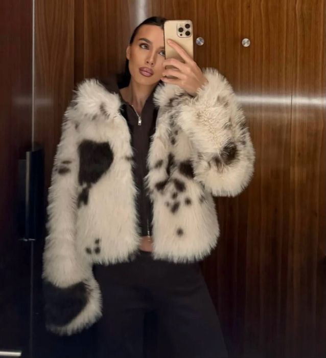 Blana Zara Faux Fur Animal Print Virala nouă