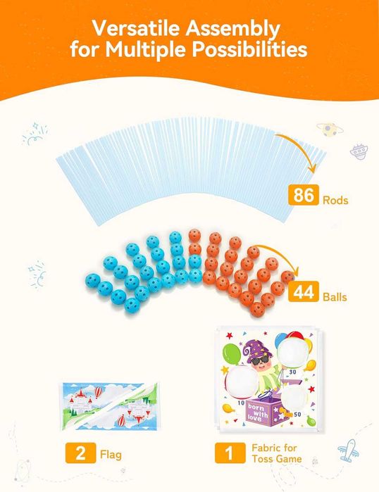 besrey Детски комплект за изграждане на крепост, 133 части с игра