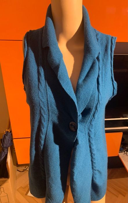 Елек в петролен цвят Adagio, мерино и кашмир