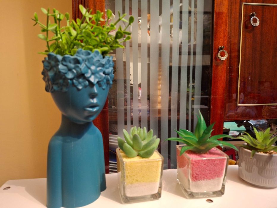 Plante suculente artificiale in ghiveci ceramic (set 6 buc)