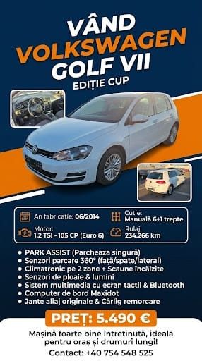 Vând Volkswagen Golf VII – Ediție CUP