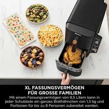 Фритюрник с горещ въздух Ninja Double Stack XL, 2 чекмеджета, 9,5л