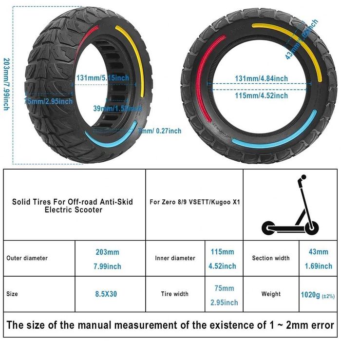Cauciuc plin 8.5x3.0 trotineta Vsett 8 9 Zero 8 9 Kugoo Kukirin G2 Pro