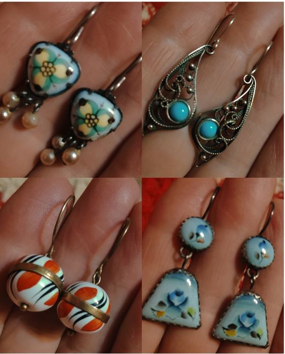 Серьги финифть СССР