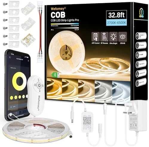Нова COB LED Лента 10М 24V Бяло Димируемо Осветление с Контролер за дом