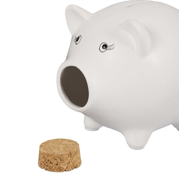 Pusculita Porcusor Alb cu Nas din Pluta Cadou Copii Adulti 15.5x19 cm