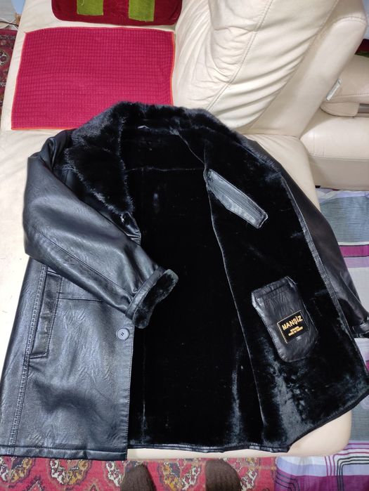 Дубленка кожаная с норкой "Зима"