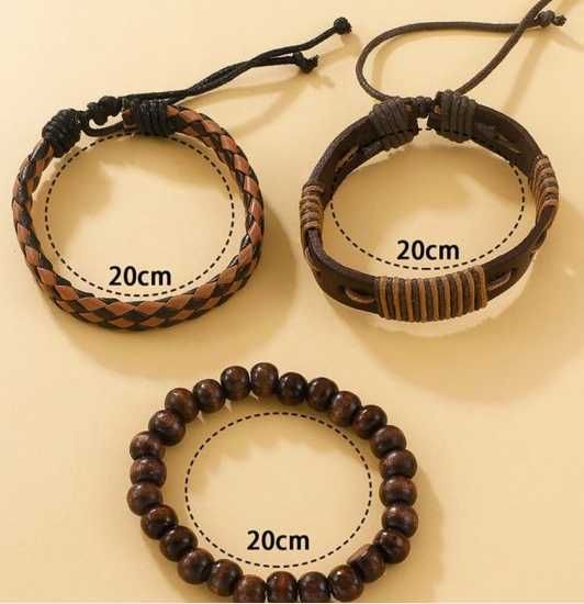 Set barbati trei bratari si ceas Bussines Leather