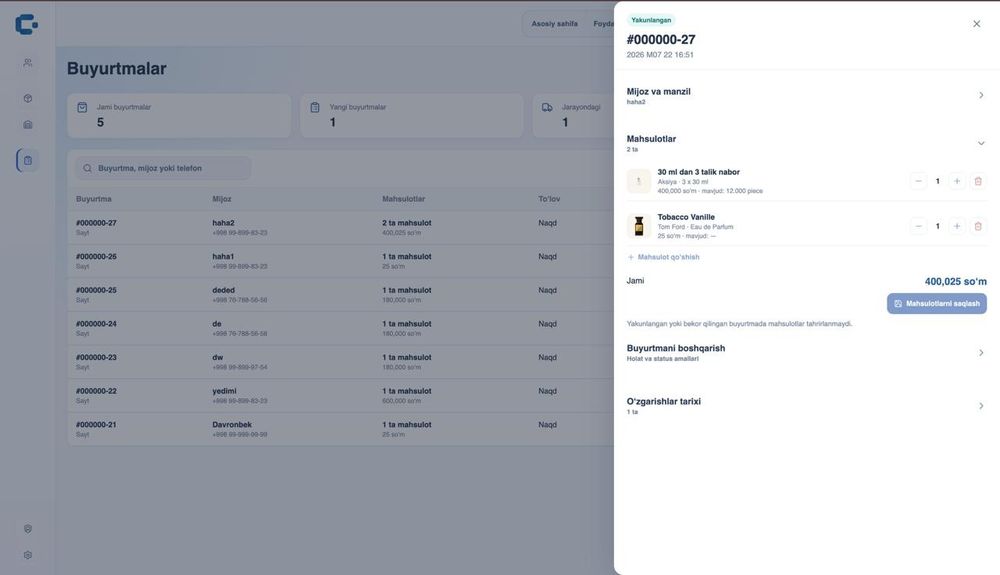 Web sayt, CRM, ERP va boshqa dasturiy xizmatlar