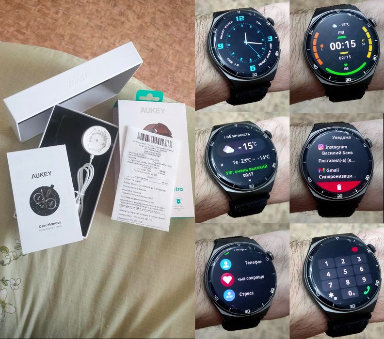 Смарт-часы Aukey SW2U, IP68, звонки и уведомления, микрофон и динамик