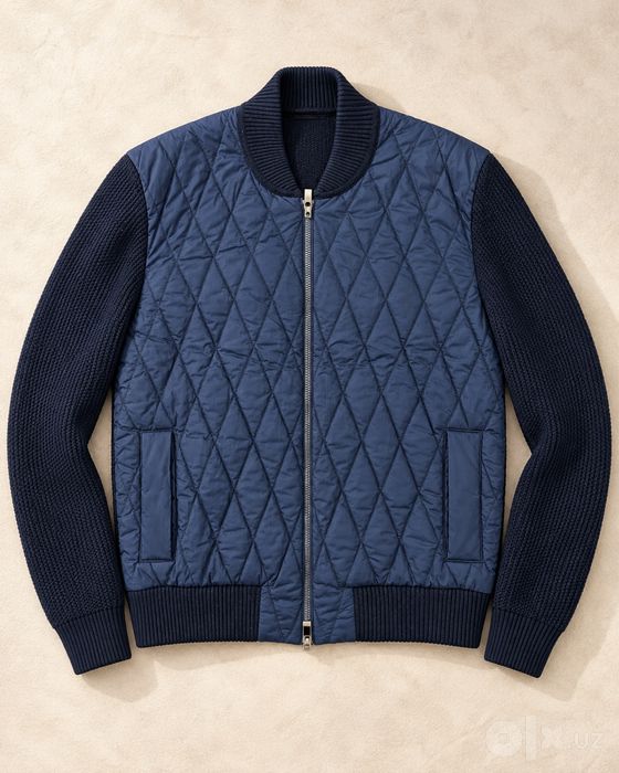 Z Zegna — мужская стёганая куртка-кардиган, Navy, размер XL