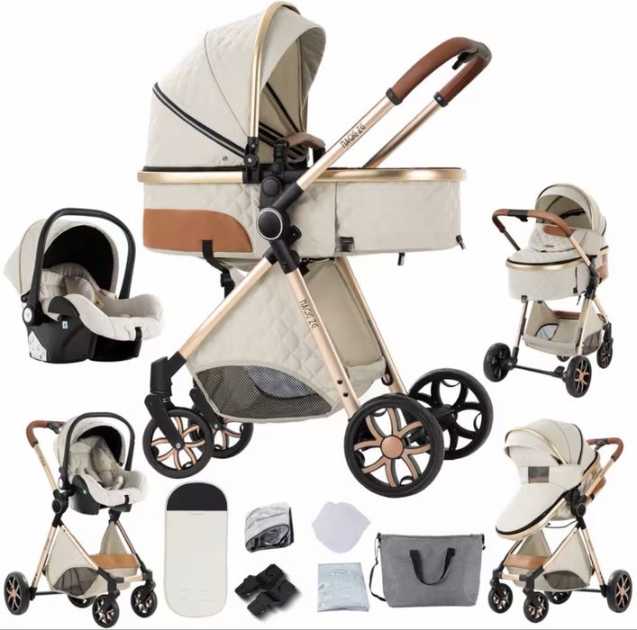 Carucior Carut Bebe Bebelus 3 In 1 Landou Scoica Pliabil Smart Multifunctional Aluminiu NOU