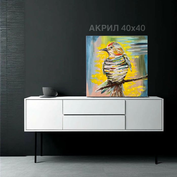 Интерьерная картина «Птица в полоску».