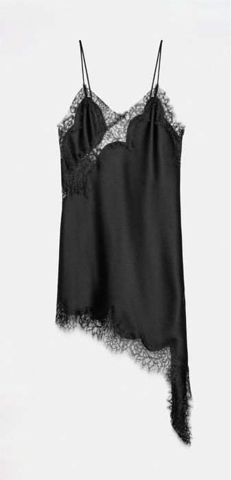 Сатенена рокля с дантела ZARA