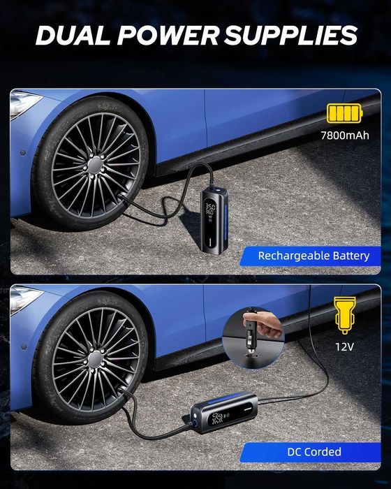 Портативный мощный автомобильный компрессор AUTOONE 150PSI