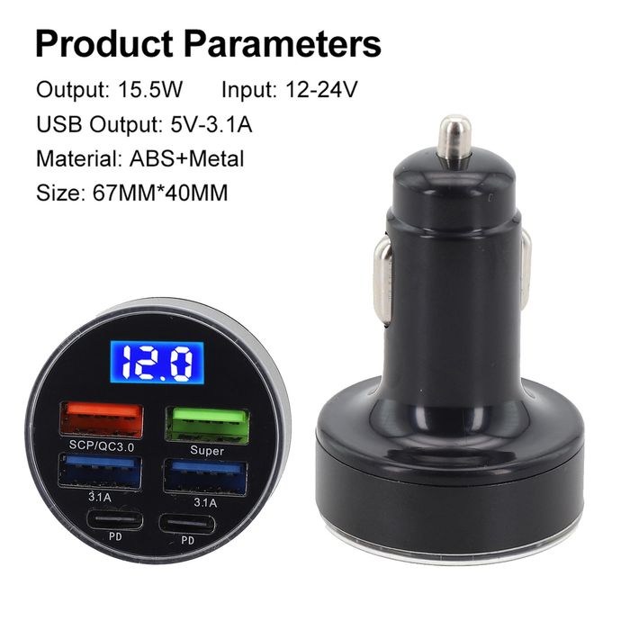 Charger Auto Fast Charger 6in1 Tip C și USB