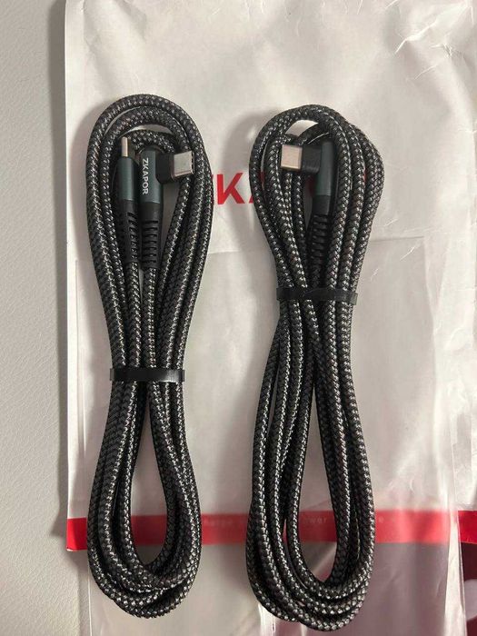 Cablu ZKAPOR USB-C → USB-C 90° | 2m | Set 2 buc | Nou