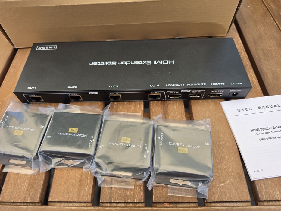 HDMI Splitter Extender 1x6 Full HD 1080p, CAT5e/CAT6, EDID, PoC – Нов