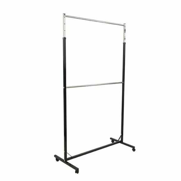 Stender metal dublu, reglabil pe inaltime, Negru-Crom
