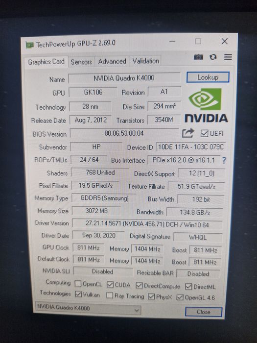 Placa video profesională Nvidia Quadro K4000
